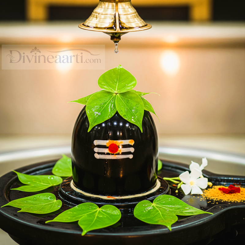 Bilvashtakam - Sacred Bilva leaves offered to a Shiva Lingam - बिल्वाष्टकम्